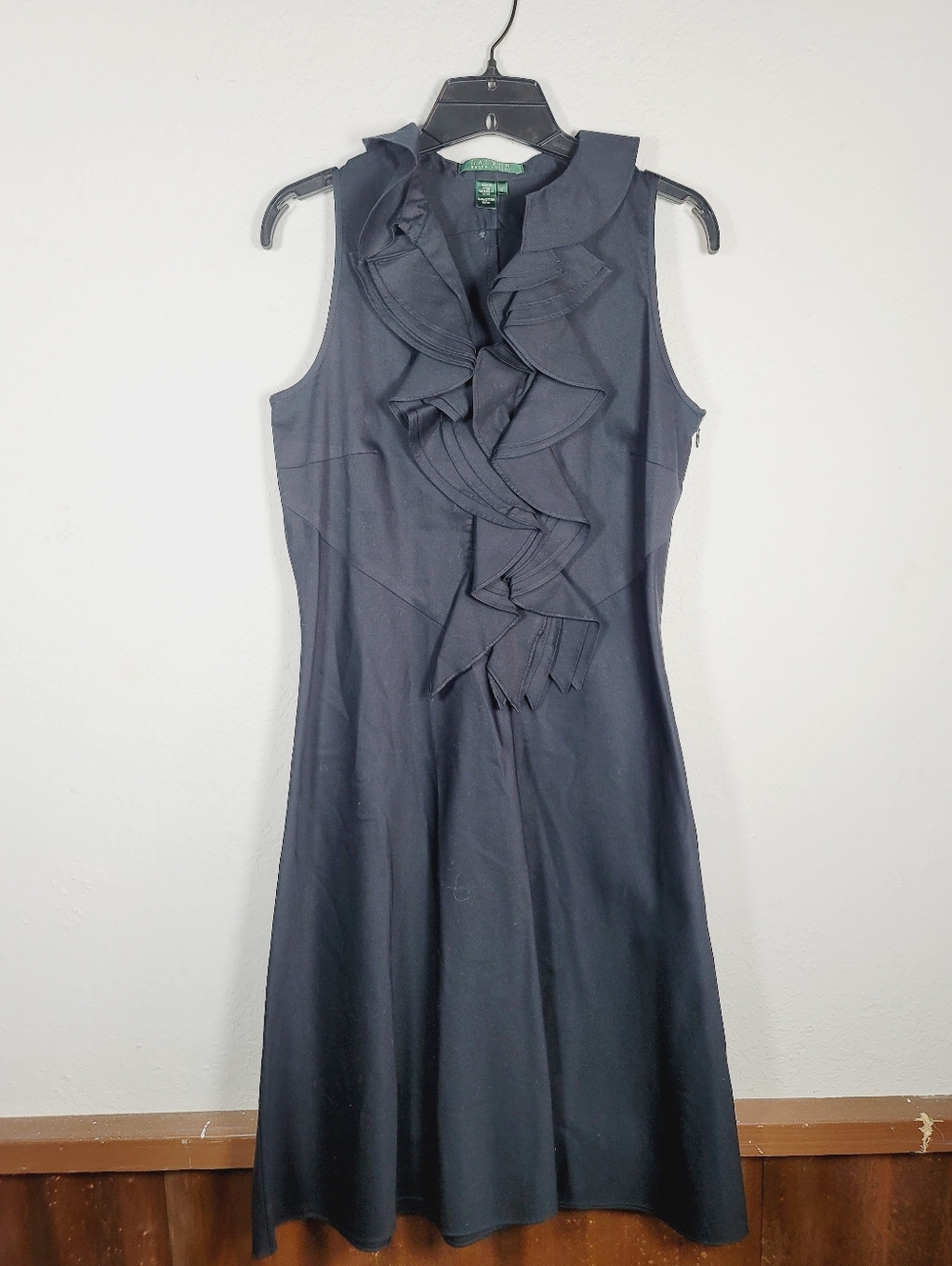 Ralph Lauren Sleeveless Ruffle A-Line Dress - Black, Size 6